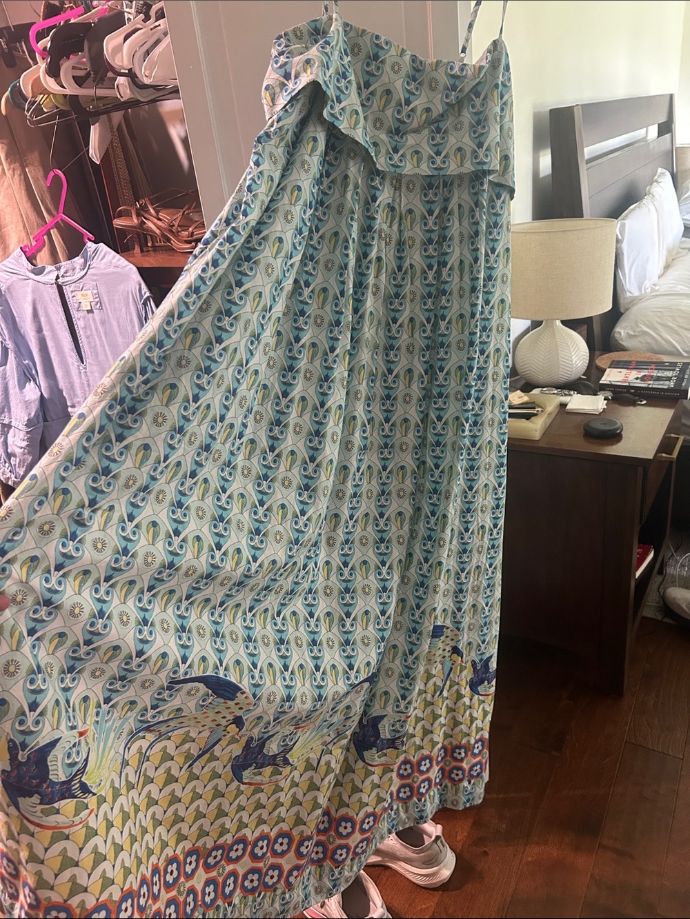 Anthropologie summer spaghetti strap maxi dress S M 8 10